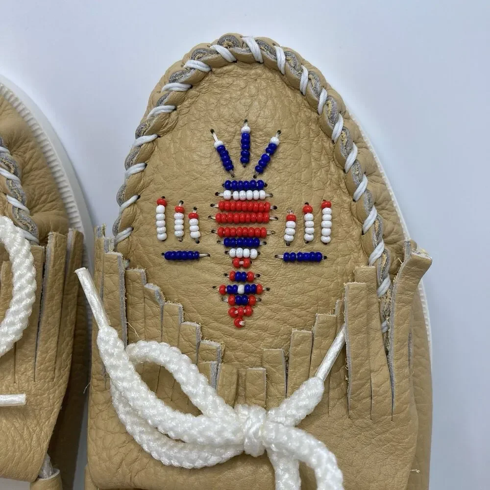 Made In USA Thunderbird Boat Moccasins Ladies Women’s Size 8.5 Leather 24 6275